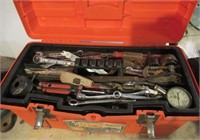 Tool box with wrenches, adjustable wrenches, hole