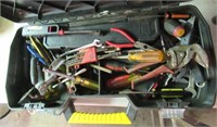 DeWalt tool box with various hand tools.