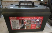 Sportsman dry box with reloading tool, scissors,