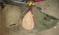 Military duffel bag with coat, compass, carrying