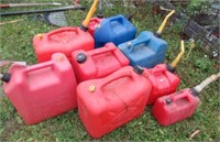 (10) Various size gas cans.