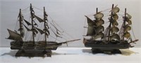 (2) Decorative ships. Measures: 15" tall.