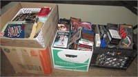 (3) Boxes of various VHS movies and books.