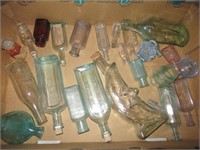 Decorative bottles including medical, whiskey,
