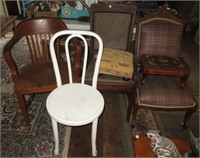 (4) Various style chairs with (2) foot stools.