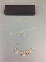 14K/10K gold necklace with birthstone pendants. Th