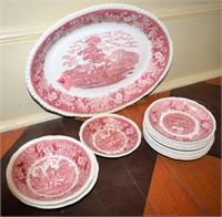 Adams "English Scenic" red transferware. Dimension