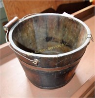 Primitive antique wood pail. Dimensions: 9.75" tal