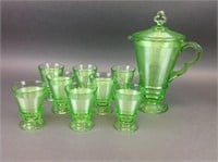 Green Depression Glass Beverage Set