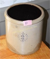 2 gallon stoneware crock. Dimensions: 9.5" high x