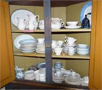 Large group of dinnerware including white ironston