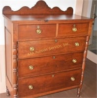 Country Sheraton cherry chest of drawers. Early 19