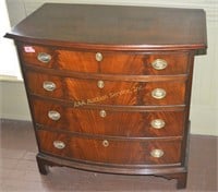 Hepplewhite style bow front mahogany chest of draw