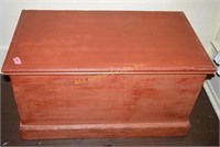 19th century trunk with later paint. Dimensions: 2