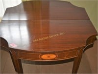 Federal style marquetry inlaid game table. Gate le