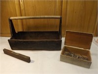 Vintage Tool Tray, Level and Box