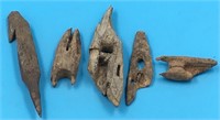 Lot of 5 ivory and bone artifacts, longest is 3.25