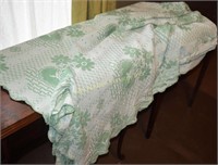 Green and white jacquard coverlet