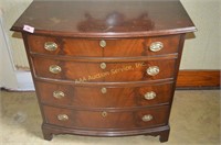 Hepplewhite style bow front mahogany chest of draw