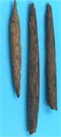Lot of 3 ivory and bone artifacts, longest is 3.75