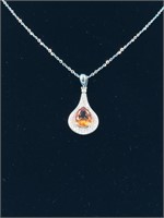 Sterling silver necklace with citrine and CZ