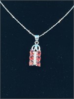 Sterling silver necklace with garnet and CZ