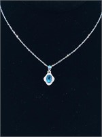 Sterling silver necklace with topaz and CZ
