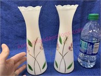 Pair of hand painted vases - 9in tall