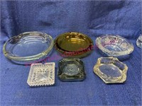 (6) vintage  glass ashtrays