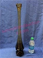 Smokey art glass vase - 21in tall