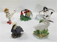 5 Mixed Bird Figurines - Artmark & Franklin Mint