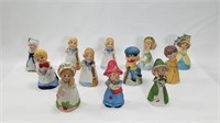 Lot of 12 Vintage JASCO Bisque Figure Bells