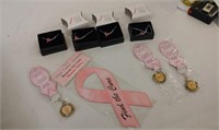 4 Breast Cancer Necklaces, 3 Breast Cancer