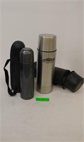 New! Silver Thermos and Dark Grey Thermos- silver