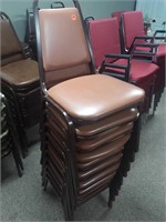 10 brown  stacking chairs