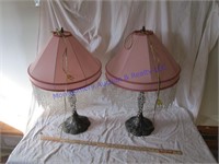 LAMPS WITH BEADED FRINGE ON SHADES