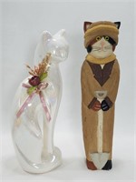 Lot of 2 Cat Themed Home Decor Statues