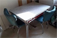 Vintage Grey Formica Table + 2 Chairs - K