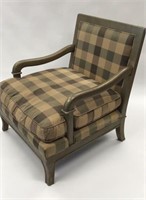 Plaid Upholstered Lounge Chair