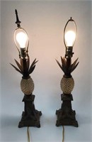 Pair Pineapple Bronze Lamps
