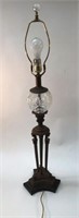 Spelter Crystal Lamp with Bust Accents