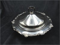 Silverplate Dish Holder with Lid, Pyrex Dish