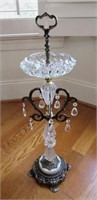 Crystal Candy Dish on Spelter Stand with Prisms