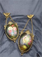 Pair Victorian Floral Wall Hangings