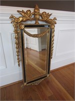 Beautiful Gold-Gilt Cherub Mirror with Swag