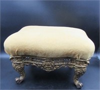 Victorian-Style Footstool with Brass-Finish Base