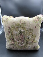 Victorian-Style Footstool with Tapestry