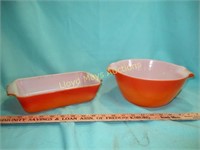 2pc Vintage Orange Fire King Glass Oven Ware