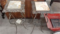 (2) MARBLE TOP PLANTER STANDS