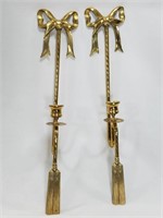 Pair of Brass Wall Hanging Candle Holders w/ Bows